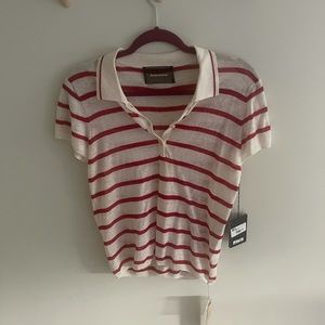 NWT Women’s red and white striped reformation polo